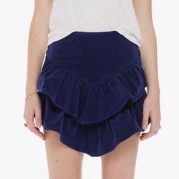 MOTHER Dark Blue Ruffle corduroy Skirt - Picture 9 of 9